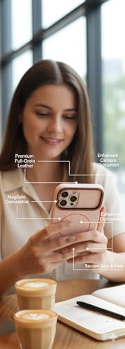 Premium Leather Magnetic Phone Case for iPhone 17 Pro & Pro Max, MagSafe Compatible, Wireless Charging, Slim Protective (Pink, iPhone 17 Pro Max) - color: Pink