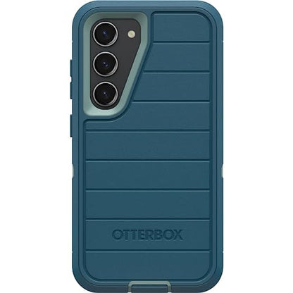OtterBox Galaxy S23 (Only) - Defender Series Case - Manoeuvre (Blue), Rugged & Durable - with Port Protection - Includes Holster Clip Kickstand - Microbial Defense Protection - Non-Retail Packaging - color: Manoeuvre (Blue)