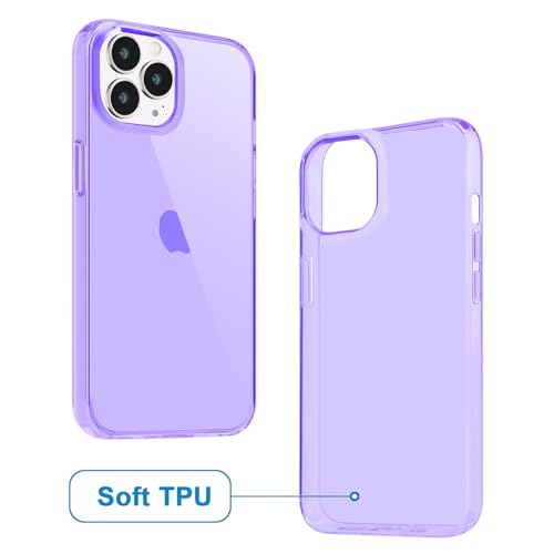 JJGoo Compatible with iPhone 13 Pro Max Case Clear, Transparent Soft Shockproof Protective Slim Thin Bumper Cover Phone Case, Purple - color: Clear Purple