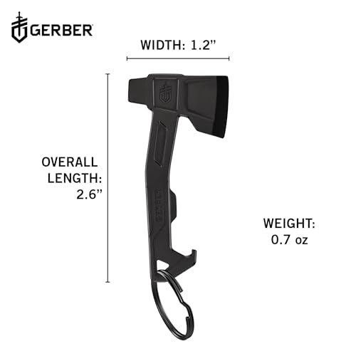 Gerber Gear Hatchet Keychain 3-in-1 Multitool, Clips to Pocket or Keychain with Bottle Opener, Flathead Driver, Package Opener, EDC Gear for Everyday Carry - color: Black