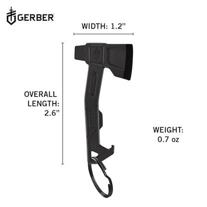 Gerber Gear Hatchet Keychain 3-in-1 Multitool, Clips to Pocket or Keychain with Bottle Opener, Flathead Driver, Package Opener, EDC Gear for Everyday Carry - color: Black