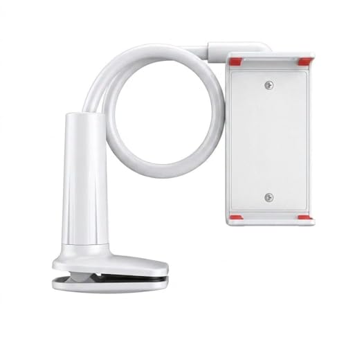 Mobile Phone Holder with 360° Rotation for Bedside, Hands-Free Secure Grip, Soft Arm Clamp Stand(white-24in) - color: white-24in