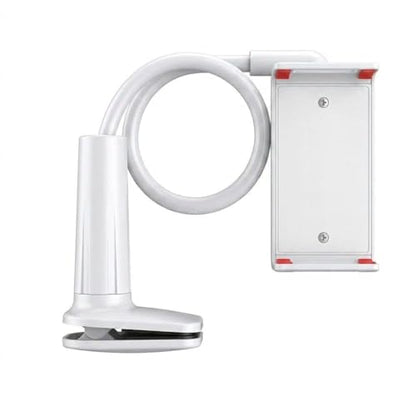 Mobile Phone Holder with 360° Rotation for Bedside, Hands-Free Secure Grip, Soft Arm Clamp Stand(white-24in) - color: white-24in