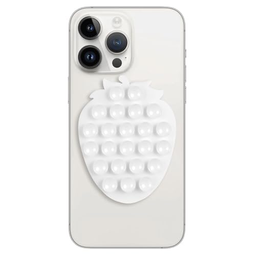 CIEO SuctionPhone Grip, Strong Silicone Suction,Strawberry Sticky Grip,Suitable for Selfies and Videos on Mirrors, Bathrooms and Smooth Surfaces, Compatible with iPhone (Strawberry White) - color: Strawberry White