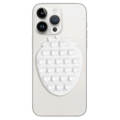 CIEO SuctionPhone Grip, Strong Silicone Suction,Strawberry Sticky Grip,Suitable for Selfies and Videos on Mirrors, Bathrooms and Smooth Surfaces, Compatible with iPhone (Strawberry White) - color: Strawberry White