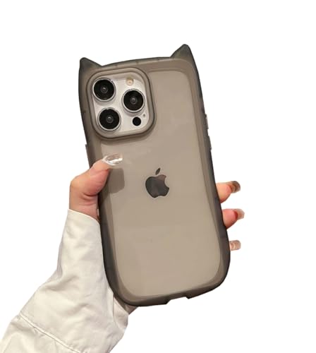 Compatible with iPhone 12 Pro Max & iPhone 13 Pro Max Case Cute Kawaii 3D Cat Ears Clear Flexible Soft TPU Transparent Shockproof Protective Phone Case Cover for Girls Women-Black - color: Black, size: for iPhone 12 Pro Max & iPhone 13 Pro Max