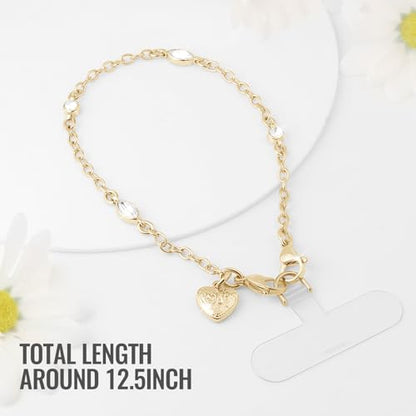 Phone Charm Strap Detachable Wrist Strap For iPhone Anti Theft Strap Phone Chain Wristlet - color: Metallic Gold