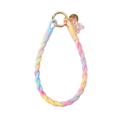 Bloomish Silicone Phone Wrist Strap with Cute Bear Charm - Anti-Loss Hand Strap Lanyard for iPhone & Android - Soft, Durable & Stylish Mobile Phone Accessory - color: Rainbow Gradient