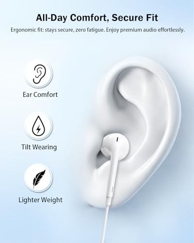 [Apple MFi Certified] Lightning Earbuds for iPhone, 2-Pack Wired Headphones - color: L-Ivory White