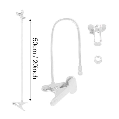 Gooseneck Phone Holder for Bed, Cell Phone Mount Clamp Clip, Flexible Long Arm Overhead Cellphone Mount, Bedside Lazy Bracket, Cellphone Stand for Desk, Table, Headboard(White) - color: White