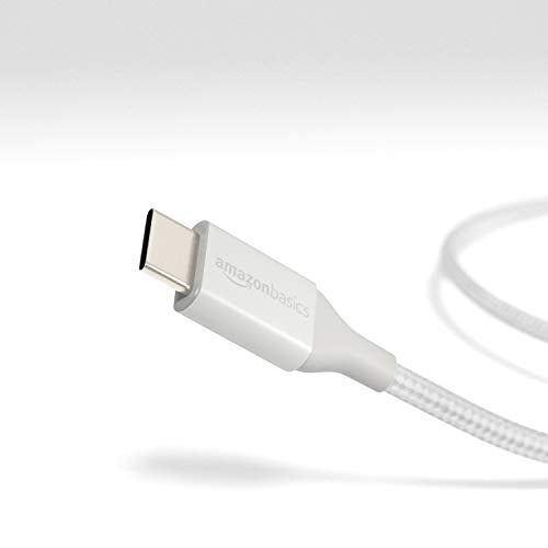Amazon Basics Nylon Braided USB-C to USB-C 2.0 Fast Charger Cable, 60W, 480Mbps Speed, USB-IF Certified, for Apple iPhone 16/15, iPad, Samsung Galaxy, Tablets, Laptops, 10 Foot, Silver - color: Silver, size: 10 Feet