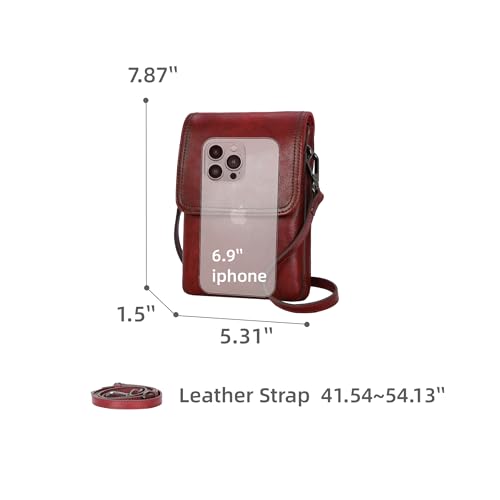 Iswee Rfid Blocking Small Crossbody Bag for Women Travel Classic Style | Genuine Leather,Adjustable Shoulder Strap,Fits 6.9" Phone,Anti-Theft Purse,Perfect for Daily Use and Weekend Travel - color: Wine