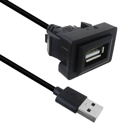 Enhanced Universal USB Dash Socket for Toyota - 34x23mm Flush Mount with 9.84" Extension Cord