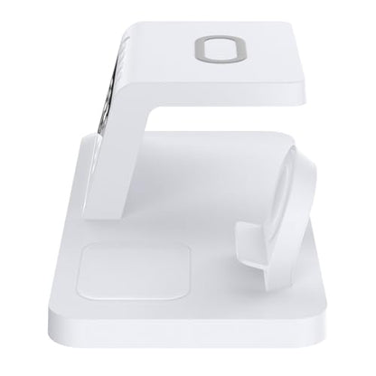 Wireless Charging Station, 3 in 1 Desk Charger with Alarm Clock, Fast Charging for Phone Watch Earphones, Space Saving Ideal for Bedroom Office