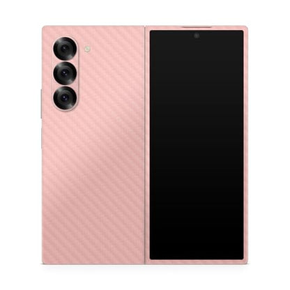 Carbon Fiber Phone Skin Compatible with Samsung Galaxy Z Fold 6 - Solid Blush - Premium 3M Vinyl Protective Wrap Decal Cover - Easy to Apply | Crafted in The USA by MightySkins - color: Solid Blush, style: Carbon Fiber Textured Finish