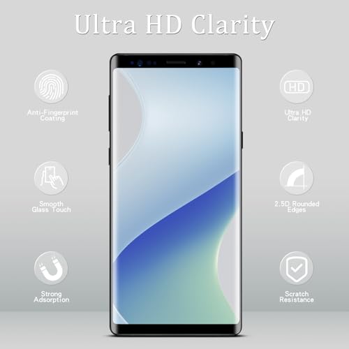 KAREEN for Samsung Galaxy Note 8 Screen Protector Tempered Glass Film | 3D Full Coverage, 9H Hardness, Anti Scratch, 2 Pack - size: Galaxy Note 8 6.3-inch