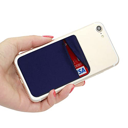 4 Pack Cell Phone Card Holder with Adhesive Sticker for Back of Phone, Stretchy Fabric Card Sleeves ID Credit Card Pocket Stick On Wallet for Android Smartphones