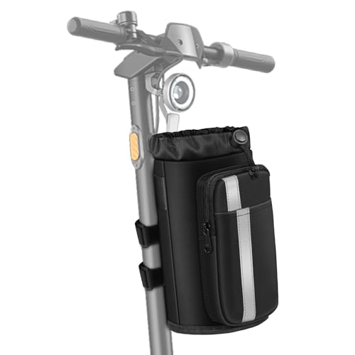 FINPAC Cup Holder for Bike, Universal Water Bottle Holder w/Phone Pockets - color: Black