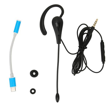 Cyrank Single Earbud, Mono Headphone Noise Cancelling One Ear Sport Earphone with Mic Wired One Ear Earphone Headset for Office(Type-c)