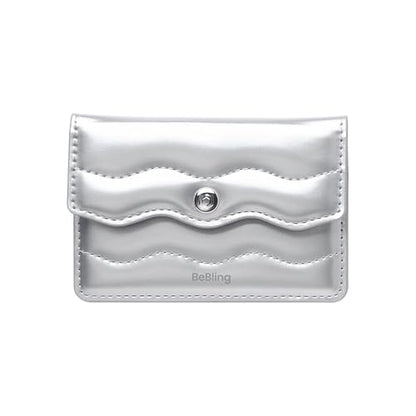 iFace BeBling MagSynq Card Wallet [MagSafe Compatible] Metallic Ripple Design, Vegan Leather, Suede-Lined Slim Magnetic Wallet for Cards & Cash [Fashion Tech Gift for Women] - Silver - color: Silver