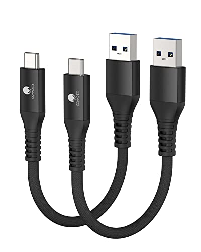 CONMDEX Android Auto USB Cable Short [1ft, 2 Pack] 10Gbps, 3A Fast Charging - color: Black, size: 1ft+1ft, style: 2Pack