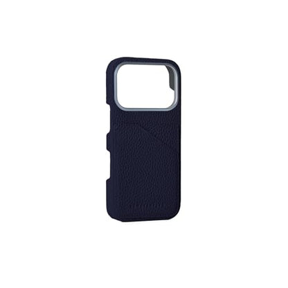 BONAVENTURA (for iPhone 17 Pro Shrink Leather Back Cover Case [Navy], Made with Premium European Genuine Leather, Gift BPCT17P-NA