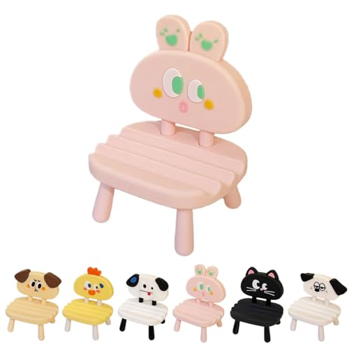 Super Cute Funny Face Animal Chair Cell Phone Stand, Adjustable Mobile Phone Support‌ Holder‌ Cellphone Mount‌ for Desk, Compatible with Phone 17 16 15 14 13, Smartphone, Pad, Tablet-Pink Rabbit - color: Pink Rabbit