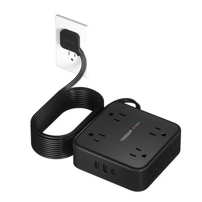 TESSAN Surge Protector Power Strip with 900J Surge Protection, 15 Ft, Black - color: Black with 1 USB C, size: 15 feet