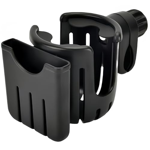 2-in-1 Water Bottle & Phone Holder for Bike - Stroller Cup Holder (Black) - color: Black (upgrade)