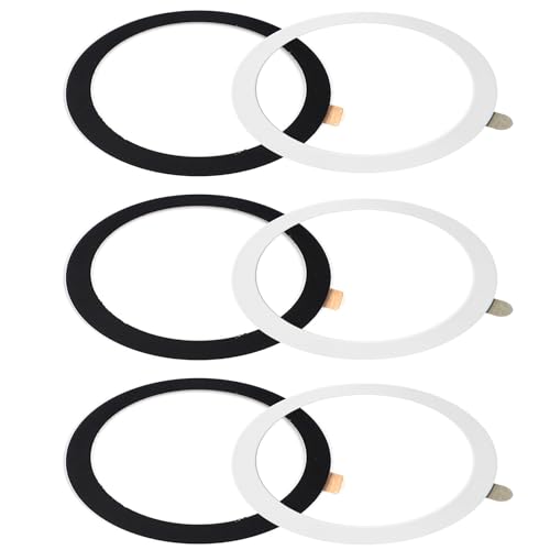 TENOC Universal Metal Ring Sticker, 6Pcs, Black+White | Compatible with iPhone/Samsung/Android Cellphones, Magnetic Phone Charger/Mount/Holder Conversion - color: Black&White