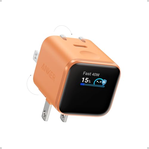 Anker Nano Smart Display Charger, 45W Max USB C Fast Charger for iPhone 17 - color: Orange