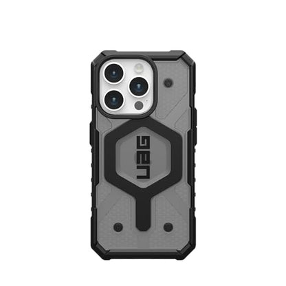 URBAN ARMOR GEAR UAG Case [Updated Version] Compatible with iPhone 15 Pro 6.1" Pathfinder Clear Ash/Black Built-in Magnet Compatible with MagSafe Charging Rugged Transparent Dropproof Protective Cover - color: Ash/Black
