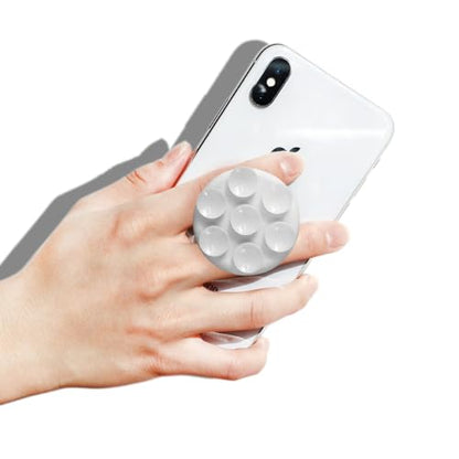 Magnetic Silicone Suction Cup Phone Mount with Hands-Free Stand - Perfect for Selfies, Videos, Durable, Secure Grip, One-Touch Holding, Lightweight, Sleek Design (White)