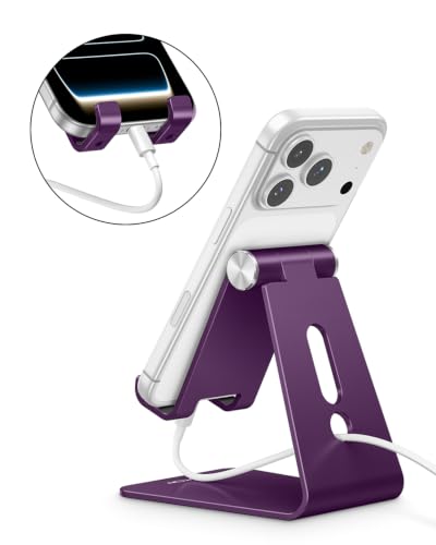 OMOTON C2 Adjustable Cell Phone Stand with Charging Cutout, Deep Purple - color: Deep Purple