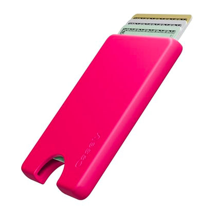 Casely MagWallet | Think Pink | Neon Pink | Slim Wallet Card Holder | Compatible with MagSafe | Soft-Touch Hard Silicone | Holds Up to 3 Cards - color: Think Pink | Neon Pink