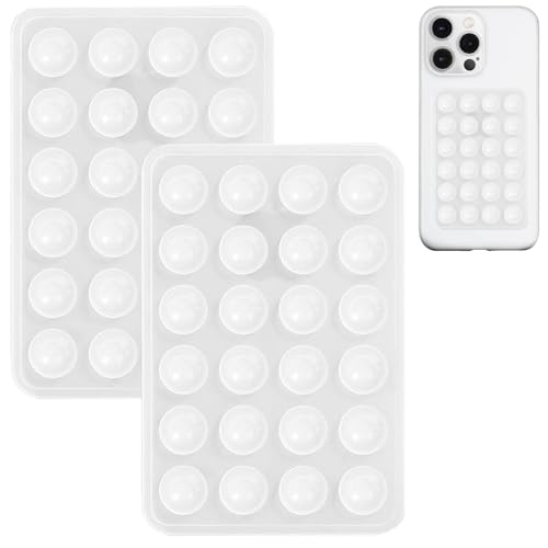 Anteel 2 Pack Silicone Suction Phone Case Mount, Non Slip Sticky Phone Grip for Cellphone, Silicon Adhesive Suction Cup Mount, Strong Grip Holder for Selfies and Videos (Translucent) - color: Translucent