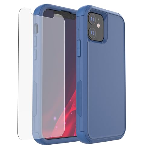 X-belmox Heavy Duty Case for iPhone 12/12 Pro and Screen Protector Sea/Blue | 3-Layers Military Grade Drop Protection Phone Case, Shockproof Rugged Case Cover for iPhone 12 Pro 6.1 Inch - color: Sea/Blue