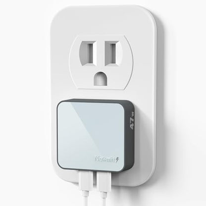 Nekmit Flat USB C Wall Charger, 47W Dual Ports USB C Charger Block, PPS Fast Charging Wall Plug for iPhone 17/17 Pro/17 Pro Max, Galaxy, MacBook Air, iPad, AirPods and More - color: Blue