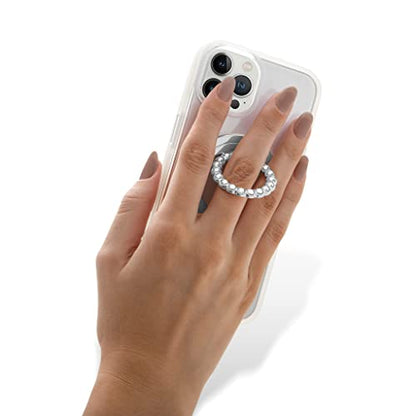 Sonix Magnetic Phone Grip and Phone Ring Holder - Compatible with MagSafe - Rotatable Kickstand and Phone Holder for iPhone 16, 15, 14, 13, 12 Series - Silver/Clear Rhinestone - color: Silver / Clear Rhinestone