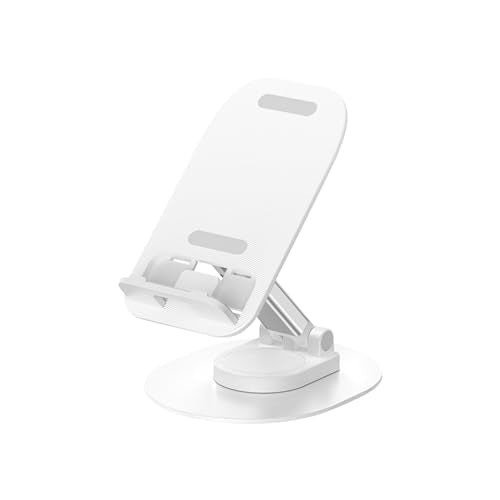 Foldable Desktop Phone Holder, Phone Holder on Desk Compatible with iPhone15, 14, 13 Pro Max Mini, Suitable for 3.5-12.9 inch Phones and Tablet Computer. (White) - color: White