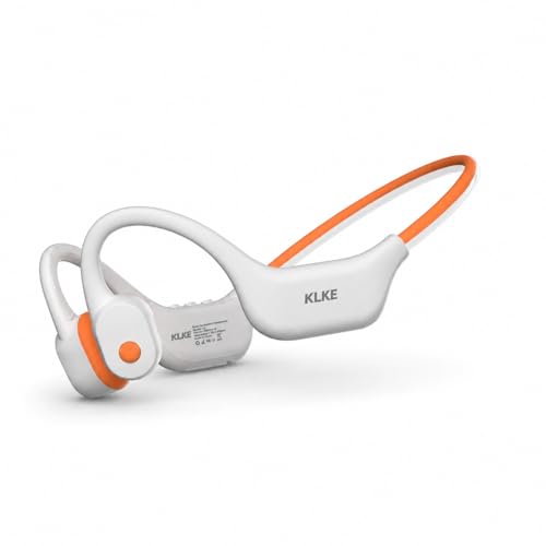 Bone Conduction Headphones for Running with mic and Rear Safety Light - color: KLKE-WhiteOrange