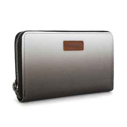 Wrangler Black Wallet for Women Wristlet Wallets, Card Cases & Money Organizers Large Capacity Phone Clutch Wallet Ladies Female Credit Card Cash Travel Wallets with ID Window - color: Gradient Black