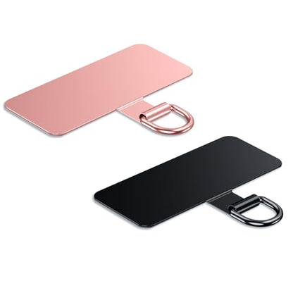 Phone Lanyard Tab, Heavy Duty Tether Tab for iPhone & Android, Metal Lanyard Patch & Strap Adapter, 44lbs Load Capacity, Universal Phone Case Insert for Strap & Charm (Rose Gold+Black) - color: Rose Gold+Black