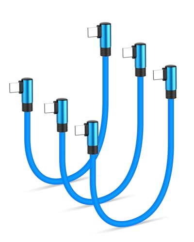 6 Inch Short USB C Cable 90 Degree, Silicone 60W Fast Charging Cable - color: Blue, size: 0.5 Ft.