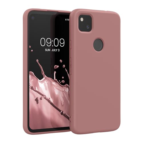 kwmobile Case Compatible with Google Pixel 4a Case - Slim Protective TPU Silicone Phone Cover - Winter Rose - color: Winter Rose