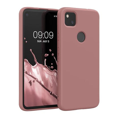 kwmobile Case Compatible with Google Pixel 4a Case - Slim Protective TPU Silicone Phone Cover - Winter Rose - color: Winter Rose