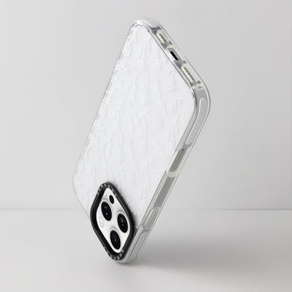 Dumkery Cute White Flowers Case Compatible with iPhone 16 Pro Clear Case, Floral Aesthetic Pattern, Soft TPU Shockproof Cover for Girls Women - size: iPhone 16 Pro