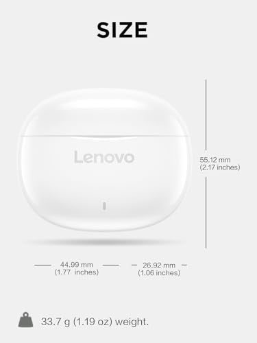 Lenovo E310 True Wireless Earbuds, Bluetooth 5.3 TWS Headphones with 13mm Drivers, AI Noise Reduction Mic, Up to 20H Battery with Case, USB-C Charging, IPX4 Water Resistant, Touch Control, White - color: White