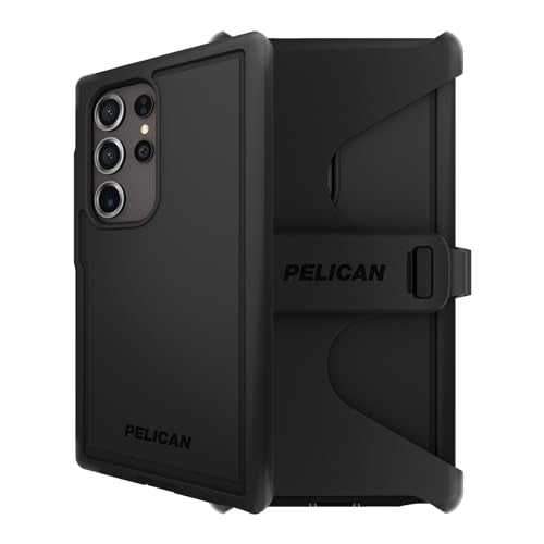 Pelican Voyager - Samsung Galaxy S24 Ultra Case [6.8”] [18ft MIL-STD Drop Protection] [Wireless Charging] Rugged Phone Case for Samsung Galaxy S24 Ultra w/Belt Clip Holster Stand -Anti Scratch - Black - color: Black