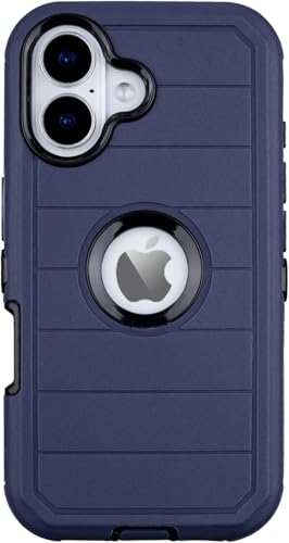 Shockproof for iPhone 16 Case Protective, Heavy Duty Rugged Full-Body, Blue | for Defender Phone Case iPhone 16,3 Layers of Sturdy,Anti-Drop,for Heavy Duty Phone Case - color: Blue